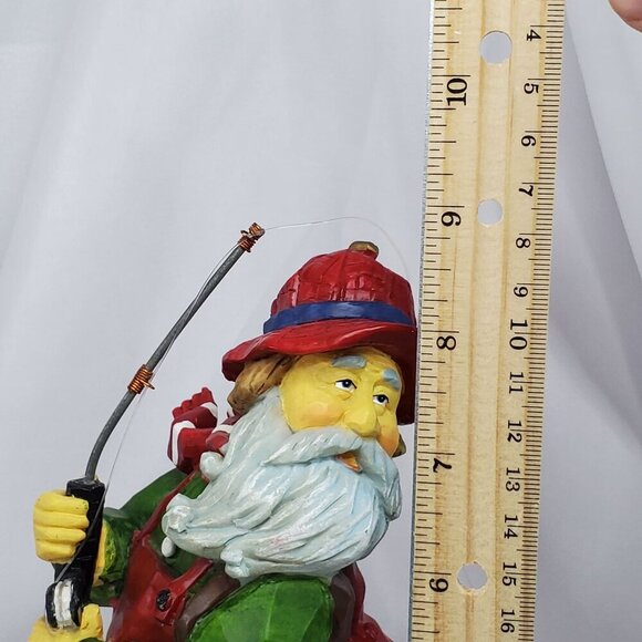 VTG Fishing Santa Claus Figurine Holding Rod & Fish Snagged his Bottom 9" Tall - Picture 10 of 13